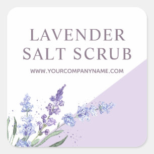 Adesivo Quadrado Esfoliante Sal Lavanda Aquarela Floral