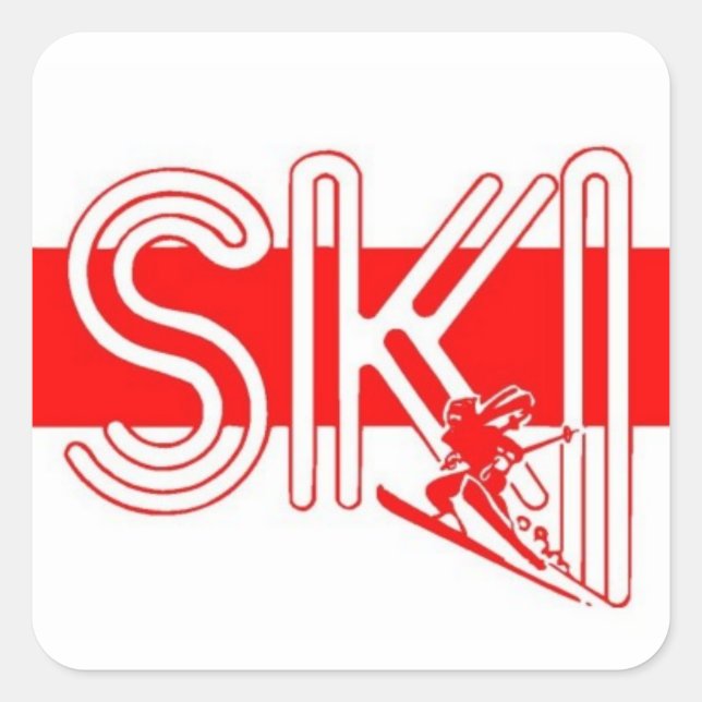 Adesivo Quadrado Eski Red Strike com Snowskier (Frente)