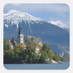 Adesivo Quadrado Eslovênia, Bled, Lago Bled, Ilha Bled, Bled