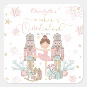 Adesivo Quadrado Esmagador Rosa de Natal Onederland 1º Aniversário