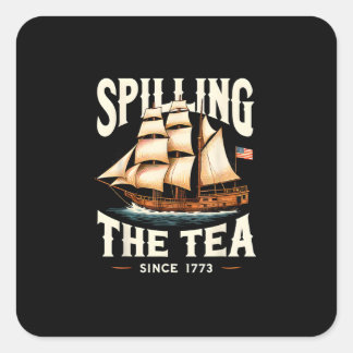 Adesivo Quadrado Esmagamento Do Chá Desde 1773 4 De Julho Retro EUA