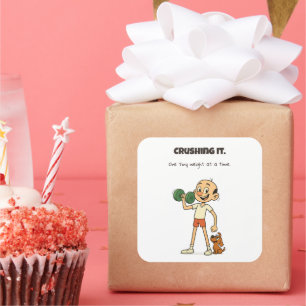 Adesivo Quadrado Esmagando - Um Pequeno Peso por Vez