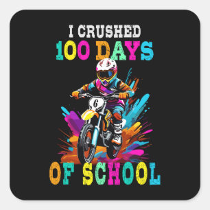 Adesivo Quadrado Esmagei 100 dias na escola Motocross