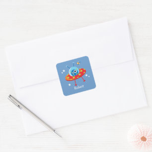 Adesivo Quadrado Espaçamento Personalizado da Alienígena em Cute