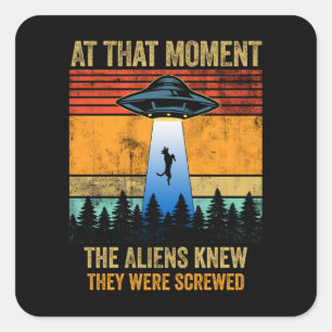 Adesivo Quadrado Espachante de OVNI alienígena que vem a Malinois B