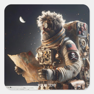 Adesivo Quadrado Espaço de Mapa de Astronautas Fantasy