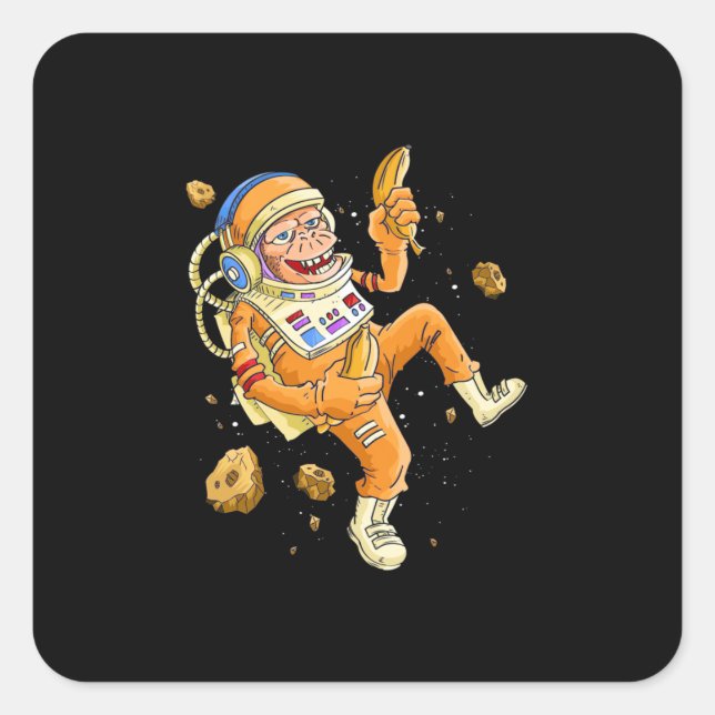 Adesivo Quadrado Espaço do macaco astronauta (Frente)