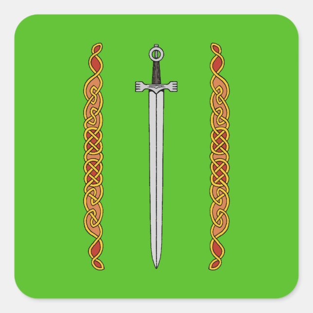 Adesivo Quadrado Espada Irlandesa e Knotwork (Frente)