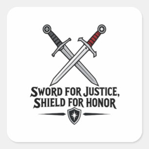 Adesivo Quadrado Espada Para Justiça Escudo Para Honra Fantasia de