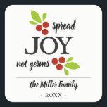 Adesivo Quadrado Espalhar alegria não germes Christma Manitzer gel<br><div class="desc">Espalhe a JOY e não os germes. É excelente para garrafas de sanitadeira manual.</div>