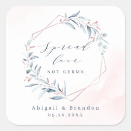 Adesivo Quadrado Espalhar o Rosa Dourado Dusty Blue Greenery Casame