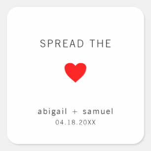 Adesivo Quadrado Espalhe o Favor do Casamento Branco Preto Moderno 