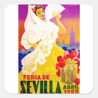 Adesivo Quadrado Espanha 1955 Seville April Fair Poster
