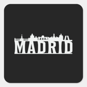 Adesivo Quadrado Espanha de Madri - Presente Engraçado da Cityscap