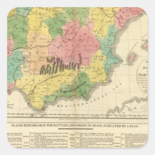 Adesivo Quadrado Espanha e mapa da cronologia de Portugal