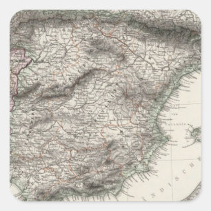 Adesivo Quadrado Espanha e mapa de Portugal por Stieler
