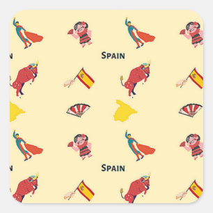 Adesivo Quadrado Espanha em creme