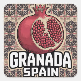 Adesivo Quadrado Espanha Granada Pomegranate Sticker