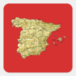 Adesivo Quadrado Espanha Map Sticker