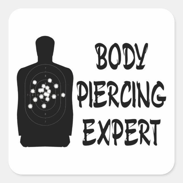 Adesivo Quadrado Especialista em Piercing de Corpo (Frente)