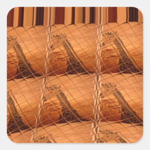 Adesivo Quadrado Espelho Africano Tradicional: Girafa Tecida