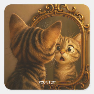 Adesivo Quadrado Espelho de Gato Surpreso Fantasia Fofa
