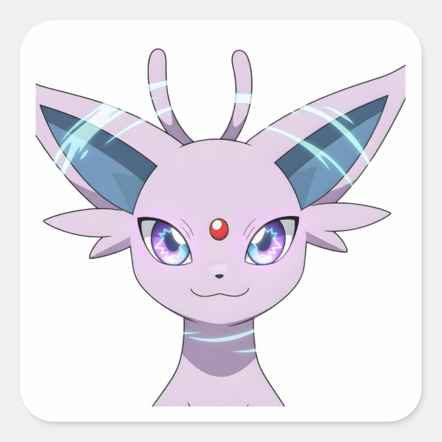 Adesivo Quadrado Espeon Evolution Purple Psychic Pokemon Sticker |  (Frente)