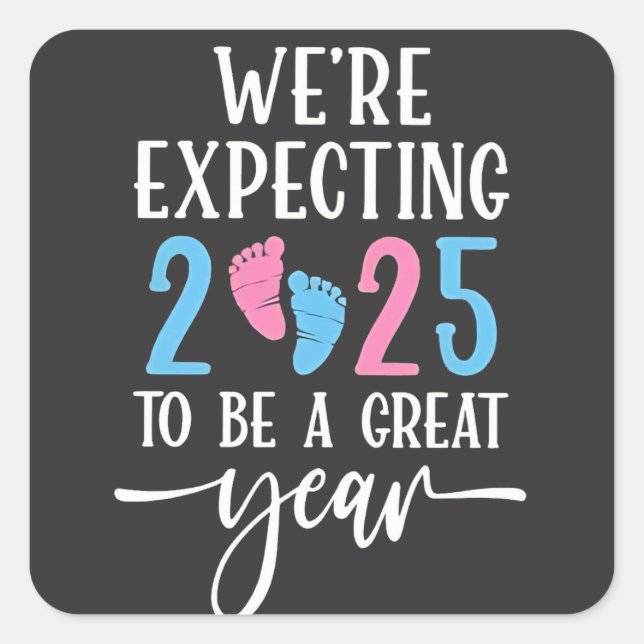 Adesivo Quadrado Esperamos que 2025 seja Casal ano (Frente)