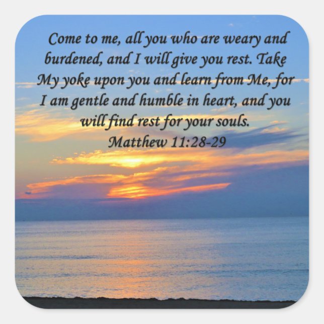 ADESIVO QUADRADO ESPERANÇA PREENCHIDA, MATTHEW 11:28 DESIGN DE FOTO (Frente)