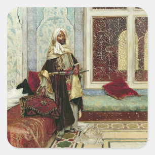 Adesivo Quadrado Esperando uma audiência (óleo no painel)