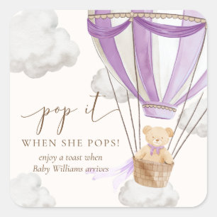 Adesivo Quadrado Esperar Teddy Bear Lilly Pop Quando Ela Pop
