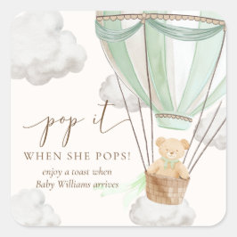 Adesivo Quadrado Espere Um Urso De Teddy Que Faz Pop Quando Ela Pop