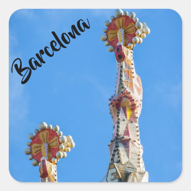 Adesivo Quadrado Espires de La Sagrada Família em Barcelona, Espanh (Frente)
