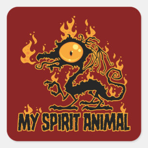 Adesivo Quadrado Espírito Animal Dragão Crocante Flamejante
