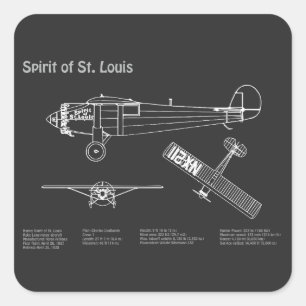 Adesivo Quadrado Espírito de Rua. Louis - Planos de Aeronave Bluepr