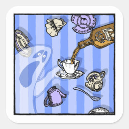 Adesivo Quadrado Espíritos - Cartoon Surreal Pesadelo-Gótico