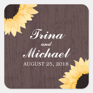 Adesivo Quadrado Esplendor rústico   do girassol que Wedding