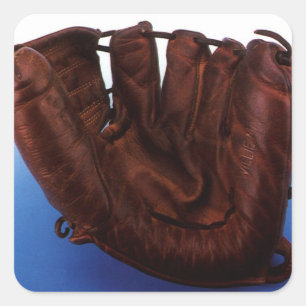 Adesivo Quadrado Esportes de Vintage, luva de beisebol de couro ant