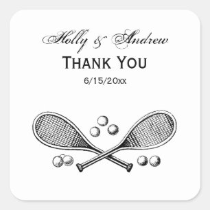 Adesivo Quadrado Esportes Vintage Cruzando Tênis Racquet Tênis Ba