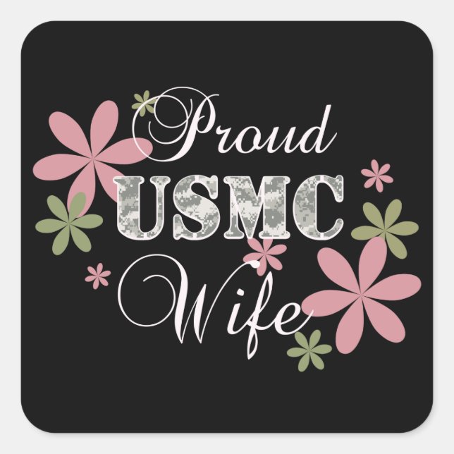 Adesivo Quadrado Esposa do USMC [camo do fl] (Frente)
