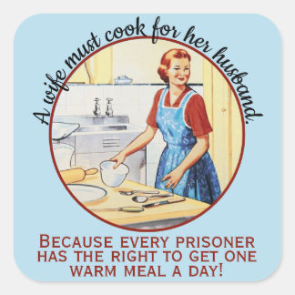 Adesivo Quadrado Esposa Engraçada Vintage de 1950 deve cozinhar par