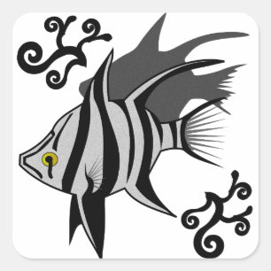 Adesivo Quadrado Esposa Velha e Enoplosus Peixe Branco com Fita Pre