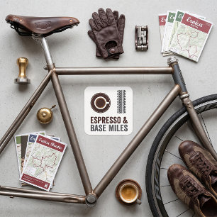 Adesivo Quadrado Espresso e Base Miles Ciclista Amante de Café