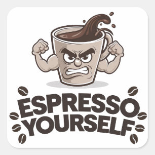 Adesivo Quadrado Espresso - Engraçado Design de café