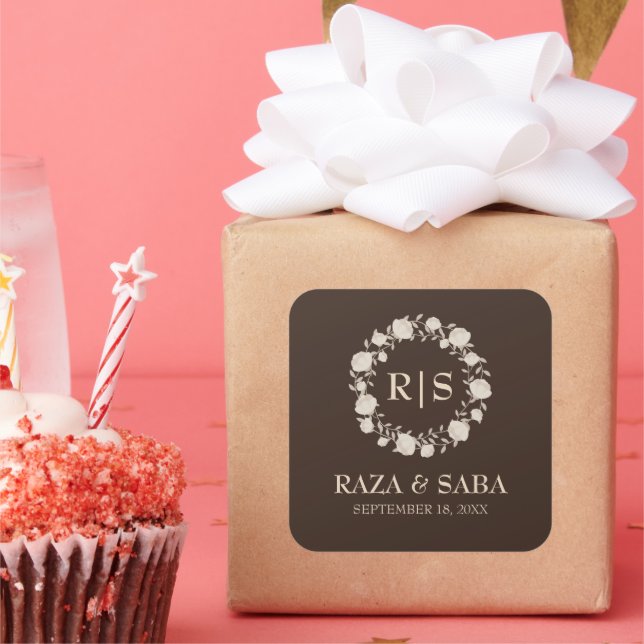 Adesivo Quadrado Espresso Luxe Brown and Beige Wedding (Festa)