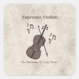 Adesivo Quadrado Espresso Violino-Violino criado com grãos de café-