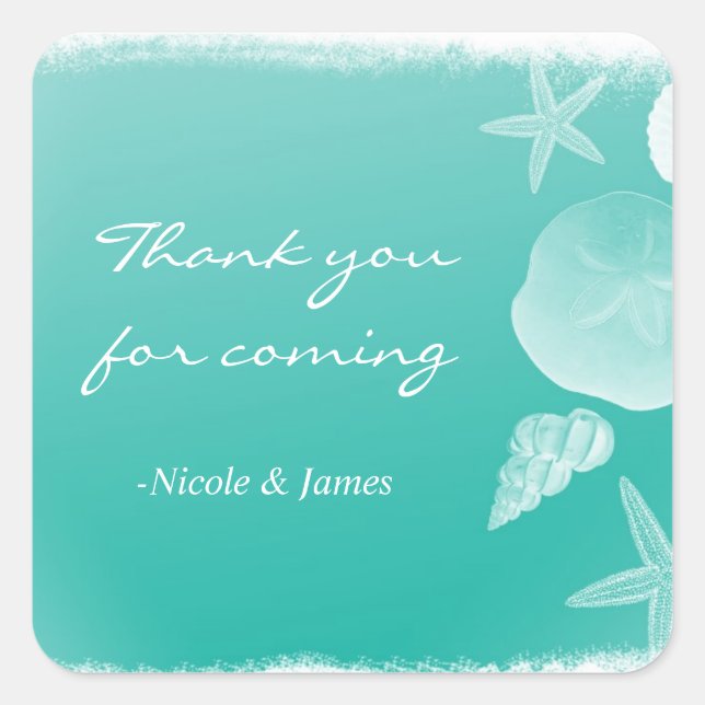 Adesivo Quadrado Espuma do mar Green Beach Seashells (Frente)