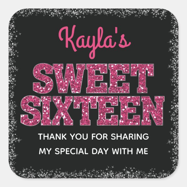 Adesivo Quadrado Espumante Borda Rosa Brilhante Parede Doce 16 (Frente)