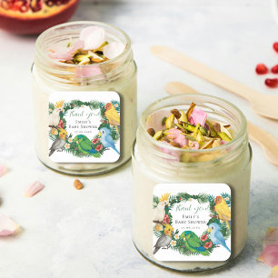 Adesivo Quadrado Esquadra Chá de fraldas de Papagaios Selvagens de