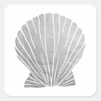 Esquadra de Casamento de Seashell Metálico Silver